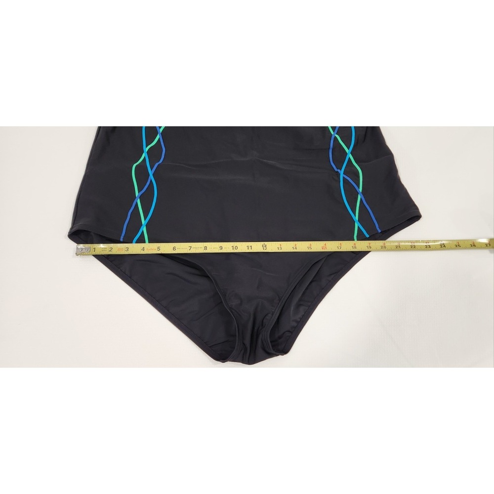 Ulla Popken Squiggle Swimsuit Black Size 32 Non Wired Lined UPF 20+ - Picture 6 of 11